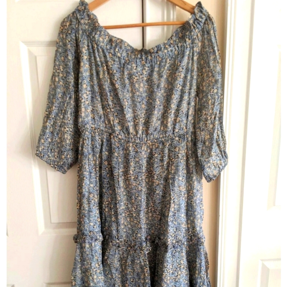 Anthropologe Dress Size 6 Peasant Off the Shoulder Midi Dress NWOT - Picture 10 of 12